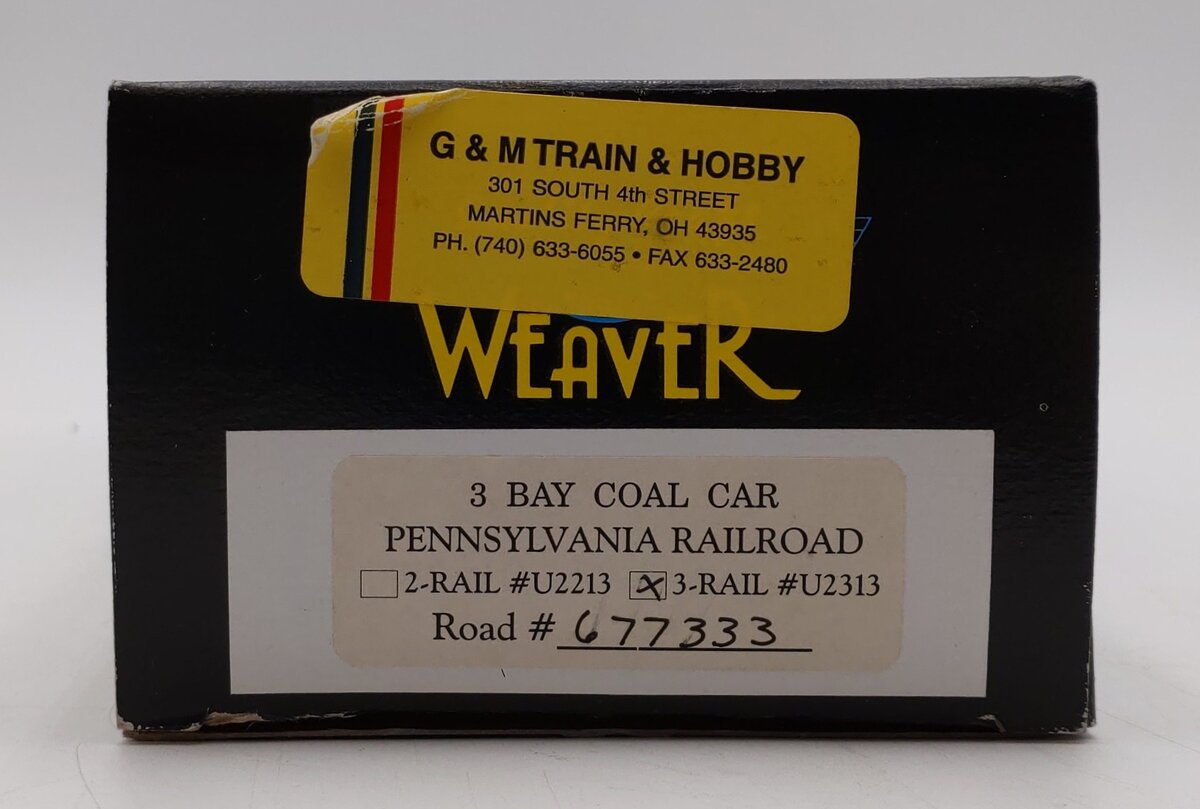 Weaver O Scale 3 Bay 3 Rail Pennsylvania Railroad Coal Car Hopper #677333 LN/Box
