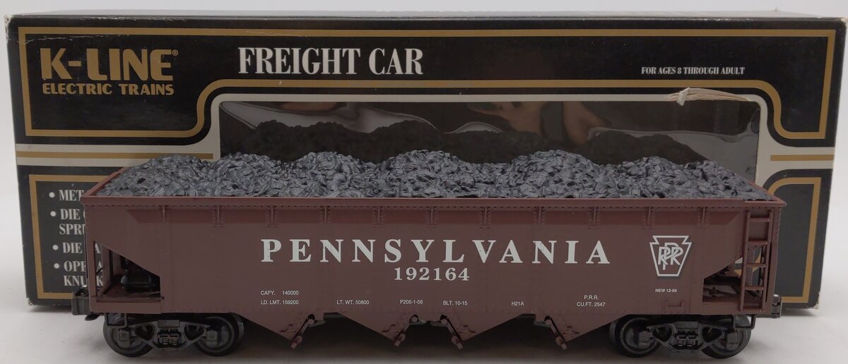 K-Line K623-1894 O Gauge PRR Diecast Hopper #192164 LN/Box