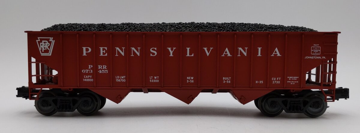 Weaver O Scale Pennsylvania RR 3 Bay 3 Rail Ribbed Hopper #673455 LN/Box