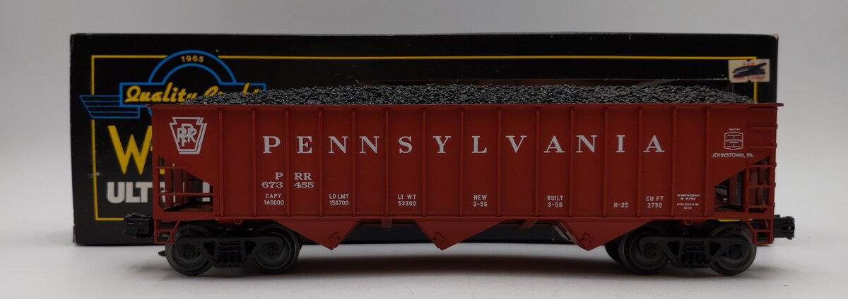 Weaver O Scale Pennsylvania RR 3 Bay 3 Rail Ribbed Hopper #673455 LN/Box