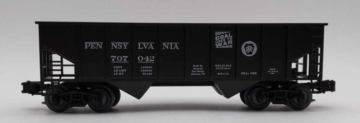 Weaver O Scale Pennsylvania Railroad 2 Bay 3 Rail Ribbed Coal Car Hopper #707042 LN/Box