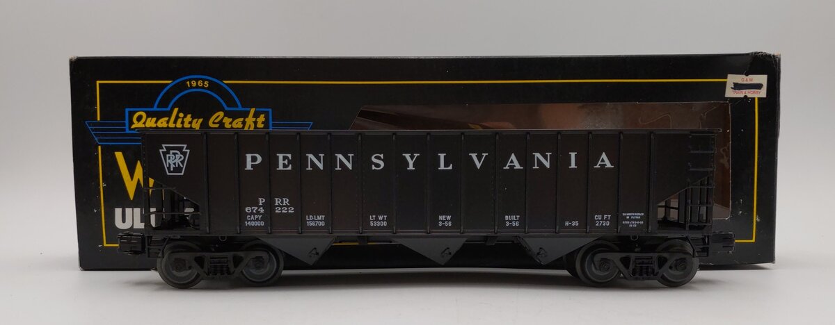 Weaver O Scale Pennsylvania Railroad 3 Bay 3 Rail 70 Ton Coal Car Hopper #674222 LN/Box