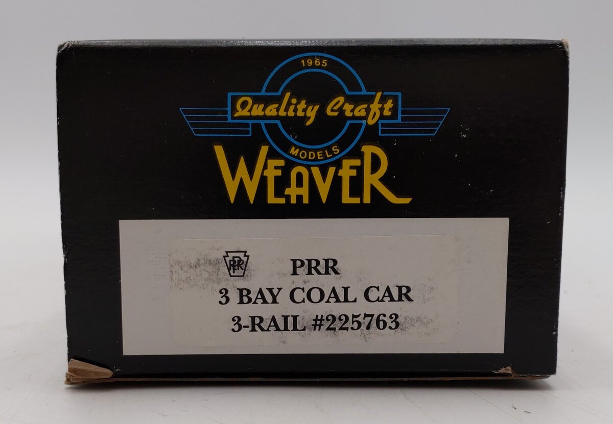 Weaver O Scale PRR 3 Bay 3 Rail Coal Car Hopper #225763 LN/Box