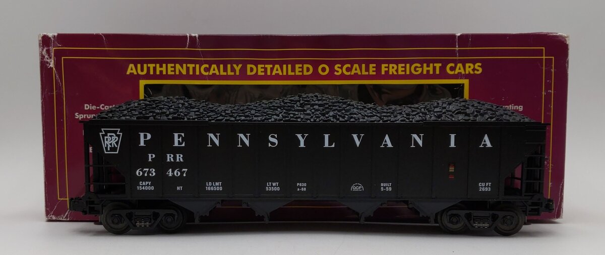 MTH 20-90003D O Gauge Pennsylvania Hopper with Coal Load #673467 LN/Box