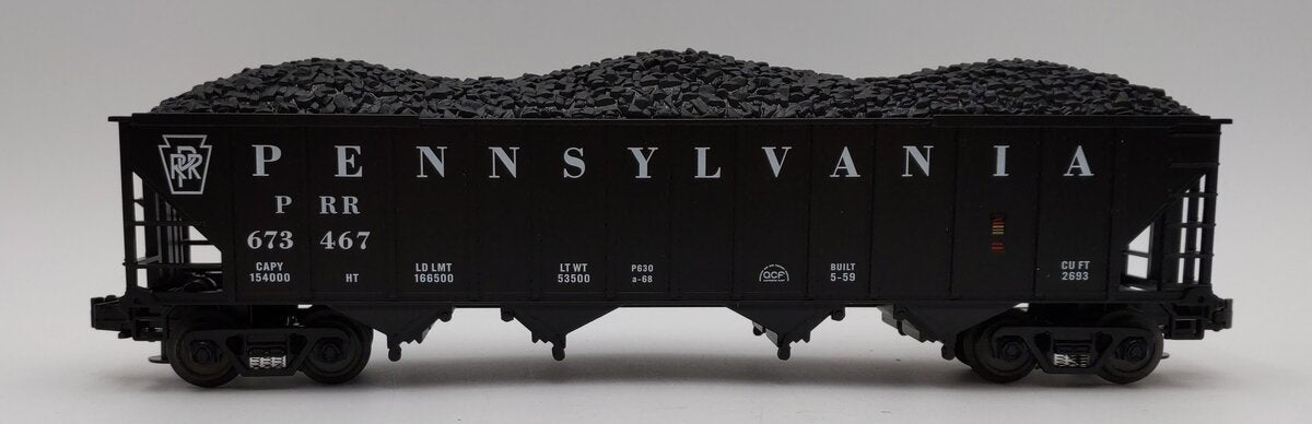 MTH 20-90003D O Gauge Pennsylvania Hopper with Coal Load #673467 LN/Box