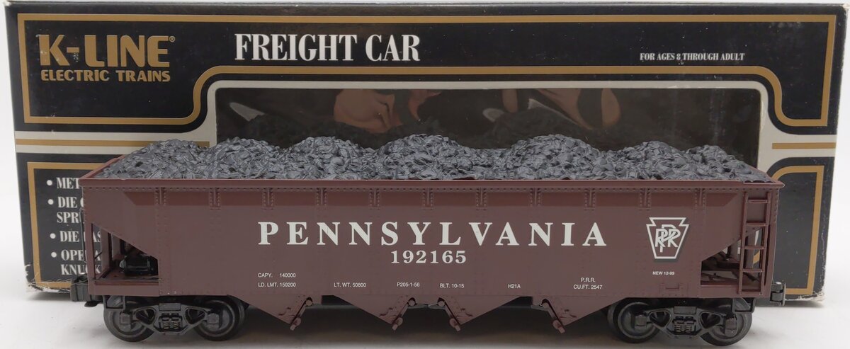 K-Line K623-1895 O Gauge PRR Diecast Hopper w/Load #192165 LN/Box
