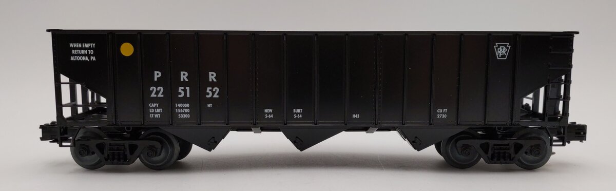 Weaver O Scale PRR 3 Bay 3 Rail Coal Car Hopper #225152 LN/Box