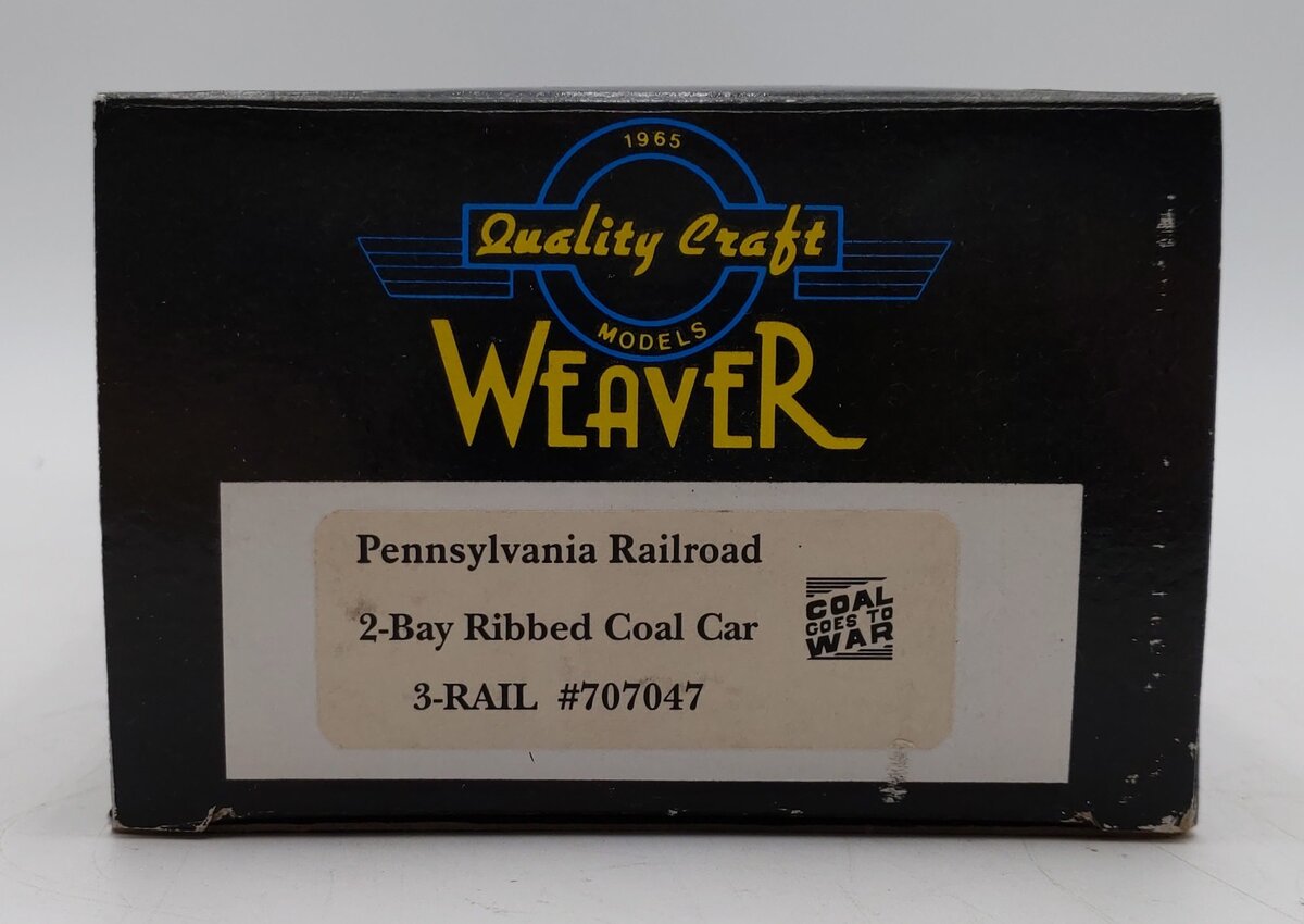 Weaver O Gauge PRR 2-Bay Ribbed Coal Car #707047 (3 Rail) LN/Box
