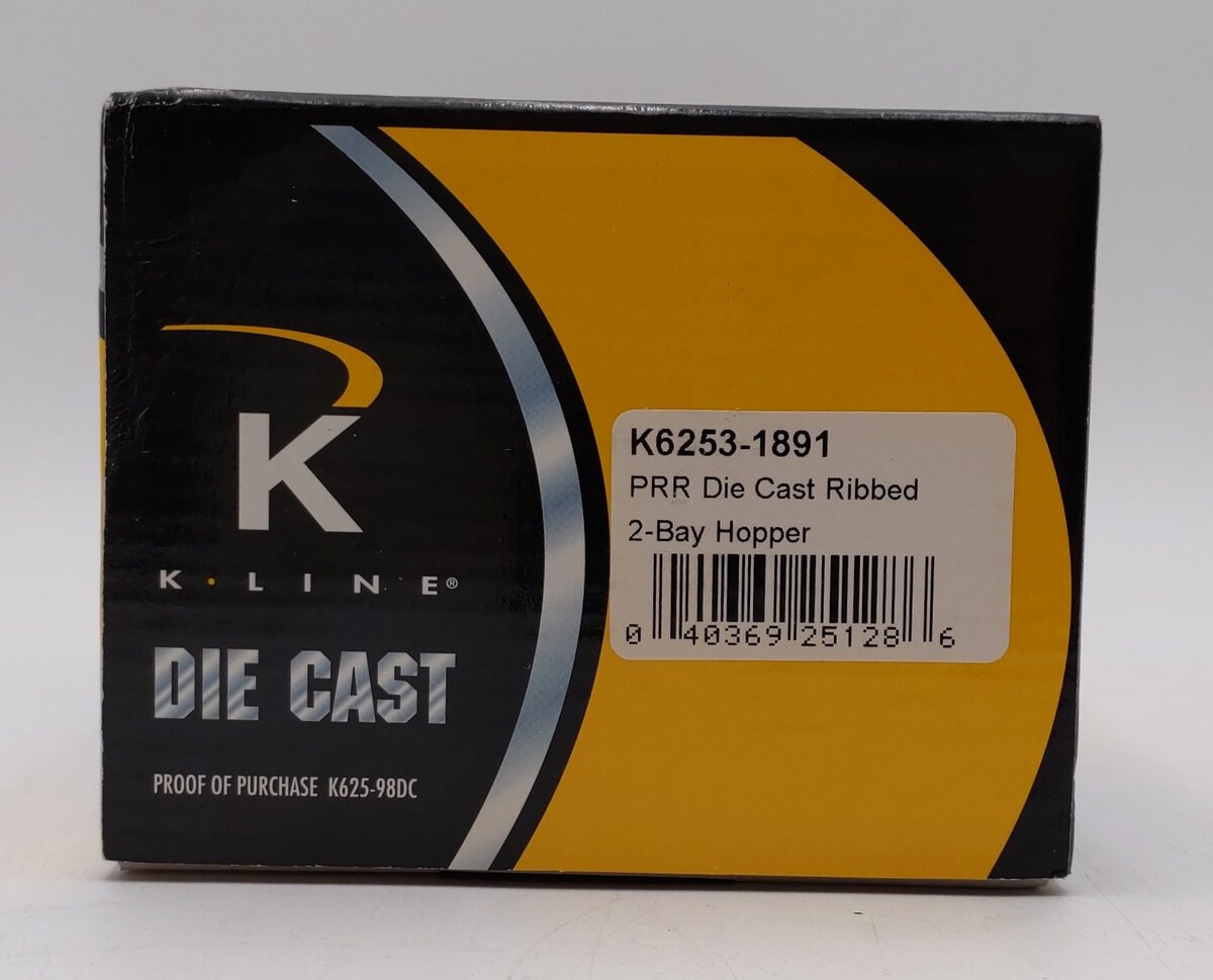 K-Line K6253-1891 O Pennsylvania RR Diecast Ribbed 2-Bay Hopper #220390 LN/Box
