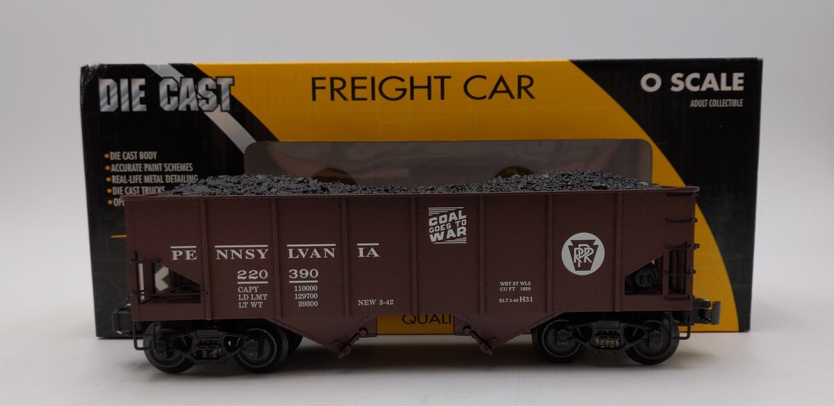 K-Line K6253-1891 O Pennsylvania RR Diecast Ribbed 2-Bay Hopper #220390 LN/Box