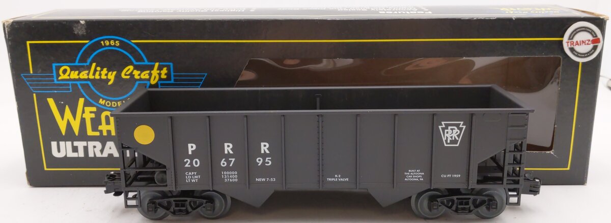 Weaver 206795 O Gauge Pennsylvania Railroad 2 Bay Ribbed Hopper (3-Rail) EX/Box