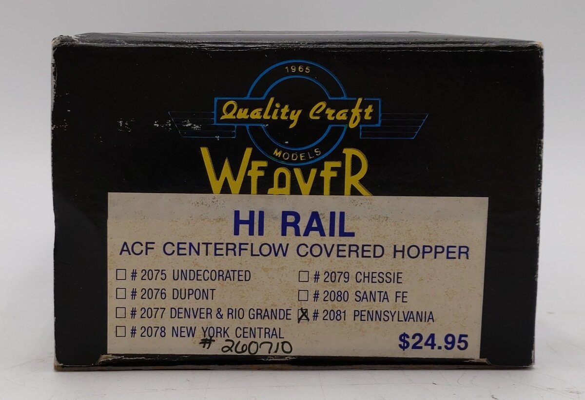 Weaver O Scale Pennsylvania ACF Centerflow Covered Hopper #260710 LN/Box