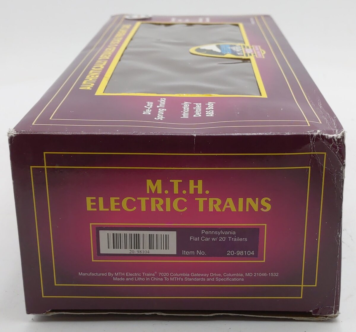 MTH 20-98104 O Gauge Pennsylvania Flatcar w/ Pennsylvania Trailers #469677 LN/Box
