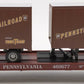 MTH 20-98104 O Gauge Pennsylvania Flatcar w/ Pennsylvania Trailers #469677 LN/Box