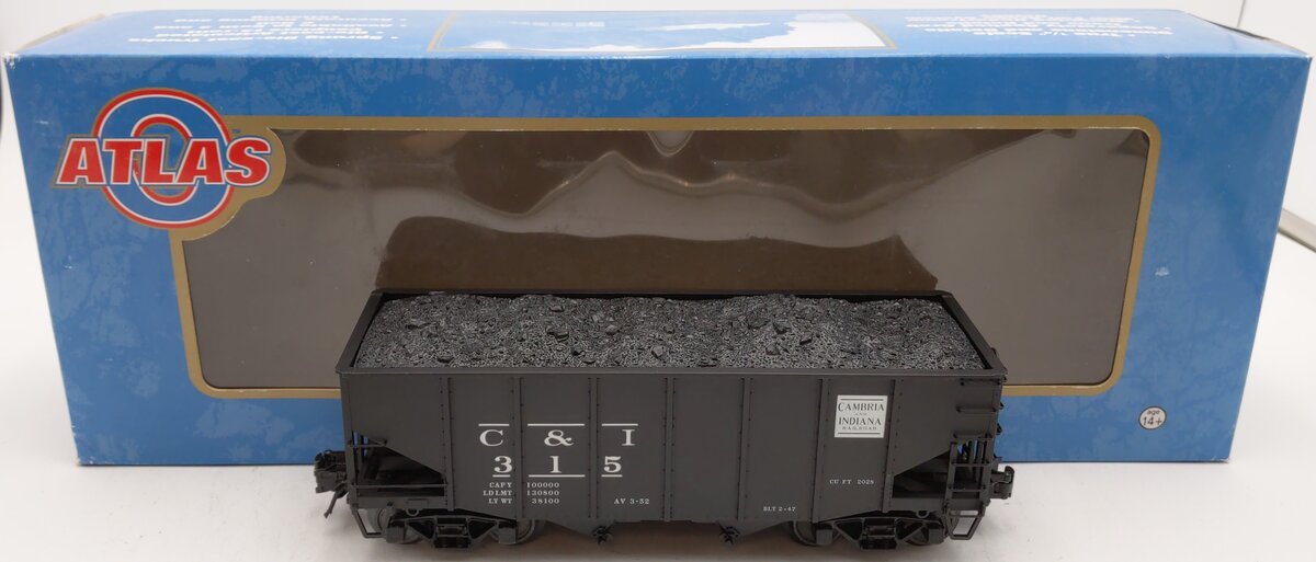 Atlas 6772-1 O Gauge Cambria & Indiana 55 Ton Fishbelly Hopper Car #315 (3 Rail) EX/Box