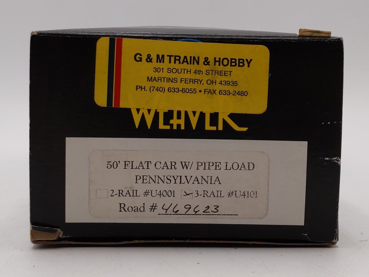 Weaver O Scale 469623 PRR Flatcar w/Pipe Load LN/Box