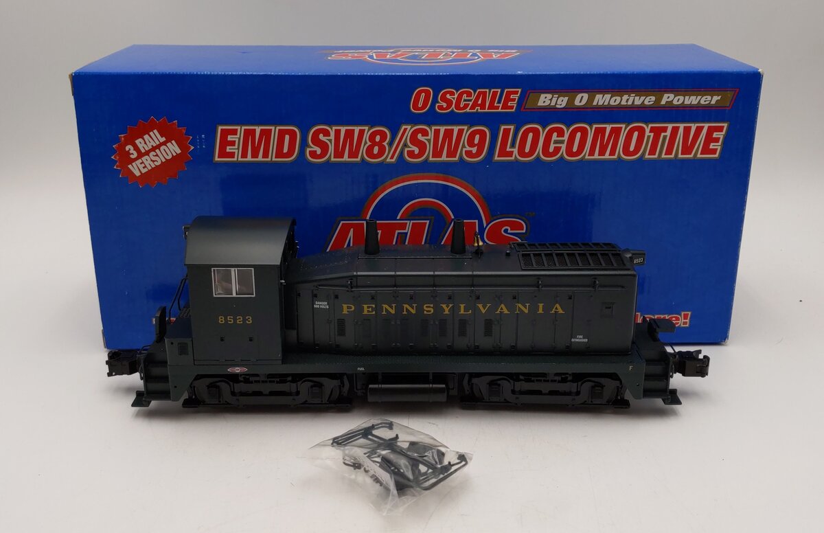 Atlas 6128-2 O Gauge Pennsylvania EMD SW-9 Diesel Locomotive #8523 - 3-Rail EX/Box