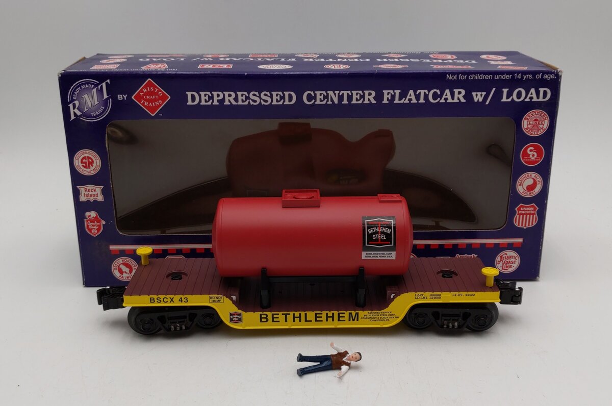 RMT 96519-5 O Gauge Bethlehem Steel-Lack Depressed Flatcar w/Load #44 LN/Box