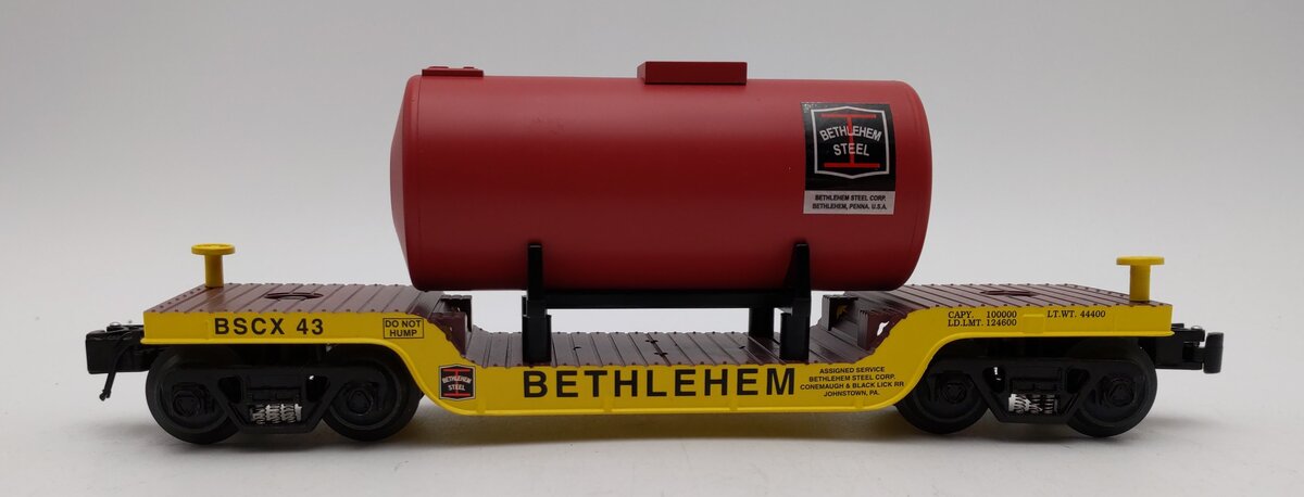 RMT 96519-5 O Gauge Bethlehem Steel-Lack Depressed Flatcar w/Load #44 LN/Box