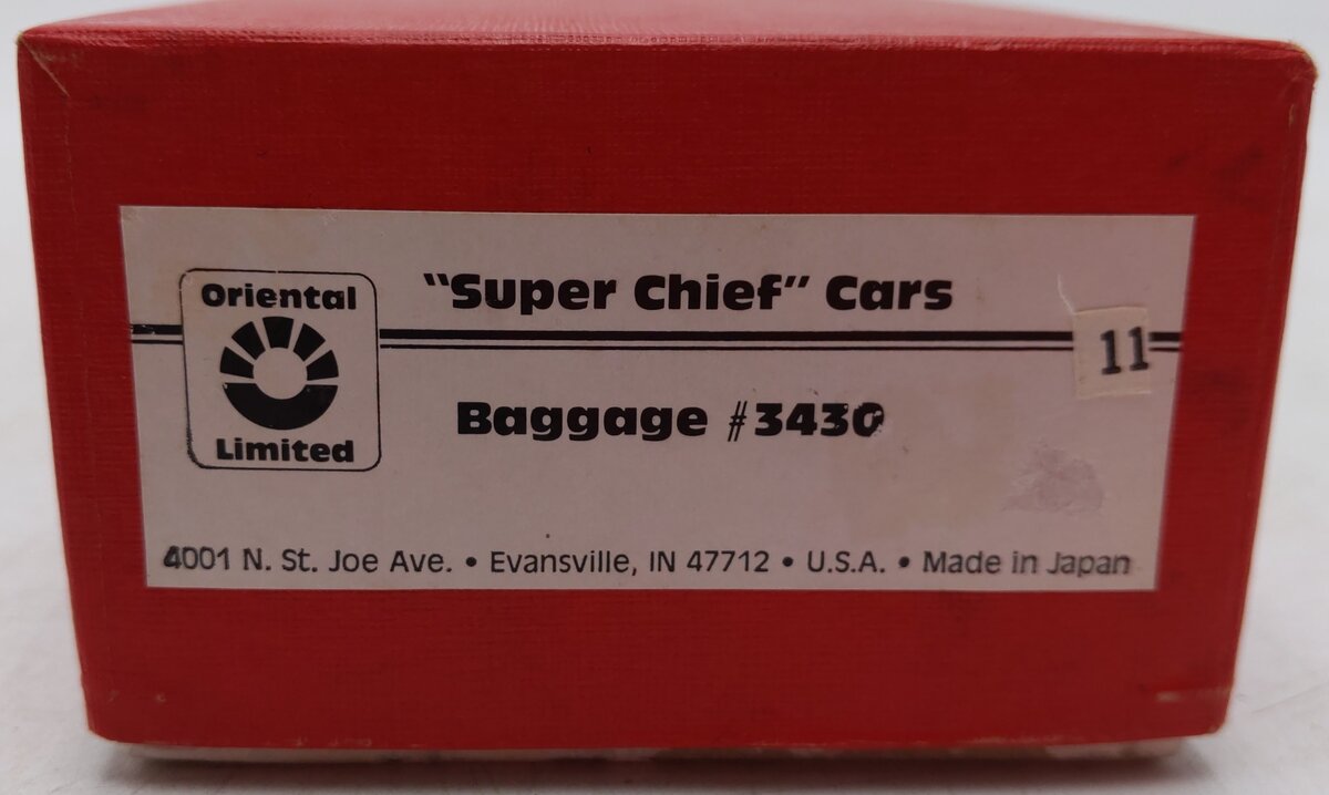 Oriental Limited 3430 HO BRASS Nickel Plated ATSF Baggage Car EX/Box