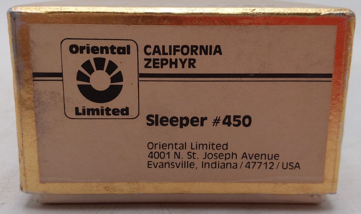 Oriental Limited 450 BRASS HO Scale Nickel Plated California Zephyr Sleeper #450 EX/Box