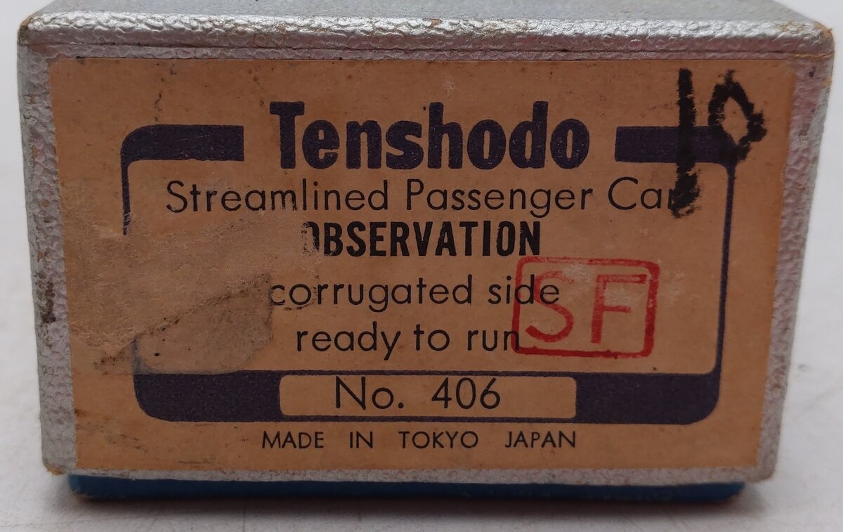 Tenshodo 406 HO BRASS Santa Fe Steamlined Observation Car/Box