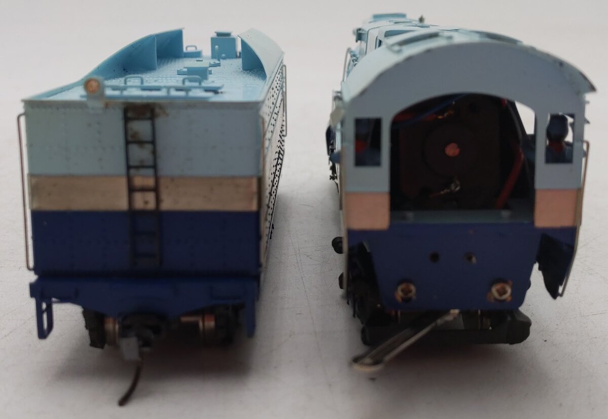 Tenshodo 163 HO Scale BRASS AT&SF Blue Goose Steam Loco & Tender VG/Box