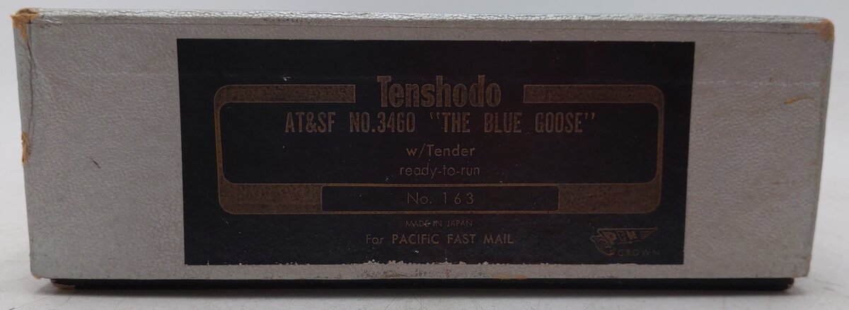 Tenshodo 163 HO Scale BRASS AT&SF Blue Goose Steam Loco & Tender VG/Box