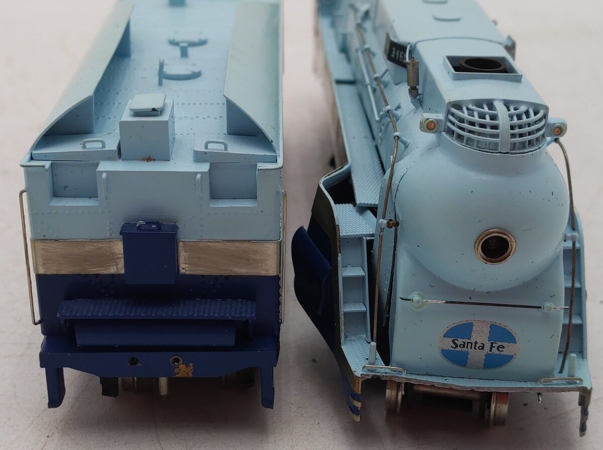 Tenshodo 163 HO Scale BRASS AT&SF Blue Goose Steam Loco & Tender VG/Box
