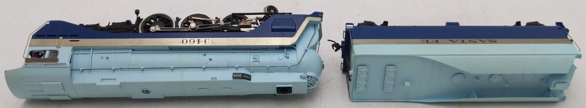 Tenshodo 163 HO Scale BRASS AT&SF Blue Goose Steam Loco & Tender VG/Box
