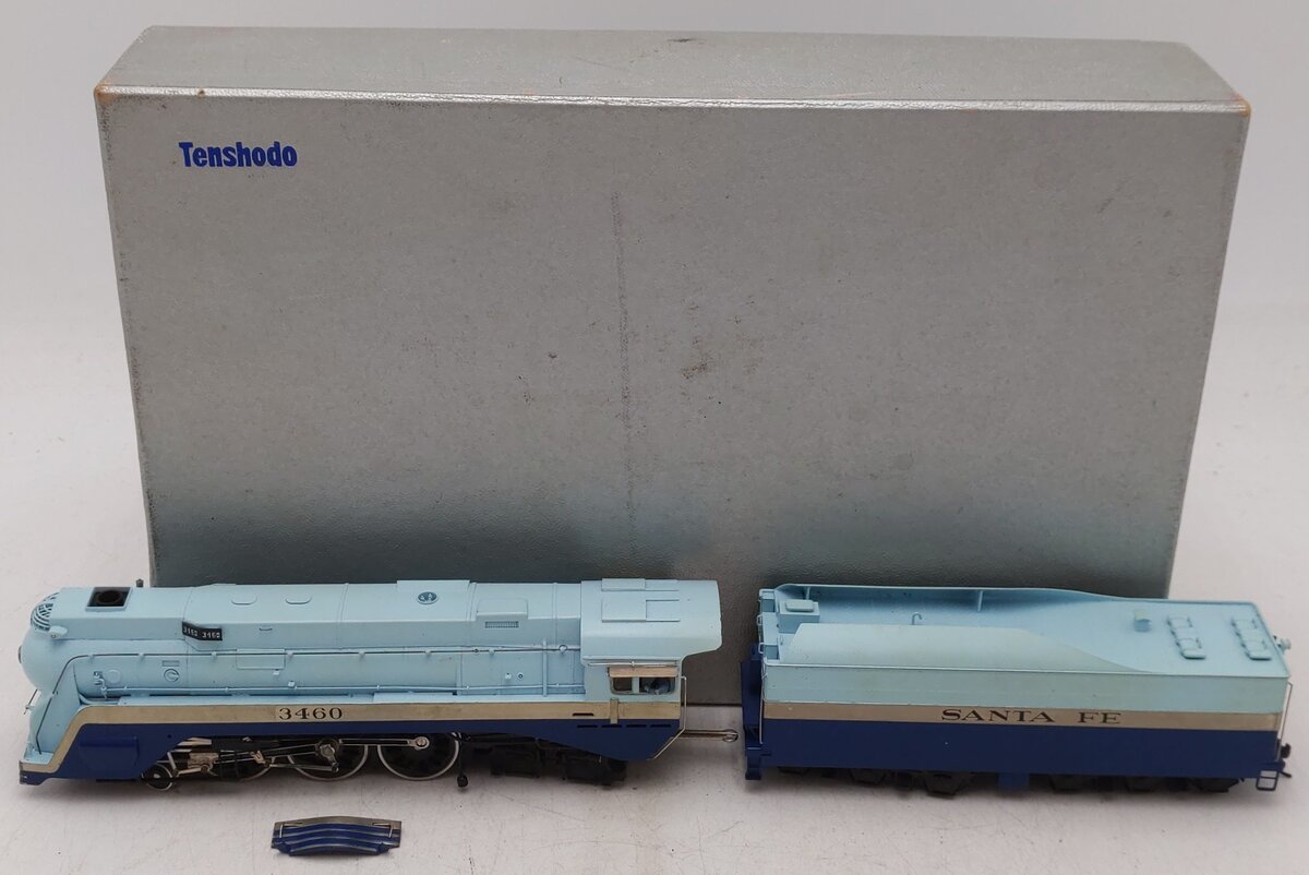Tenshodo 163 HO Scale BRASS AT&SF Blue Goose Steam Loco & Tender VG/Box