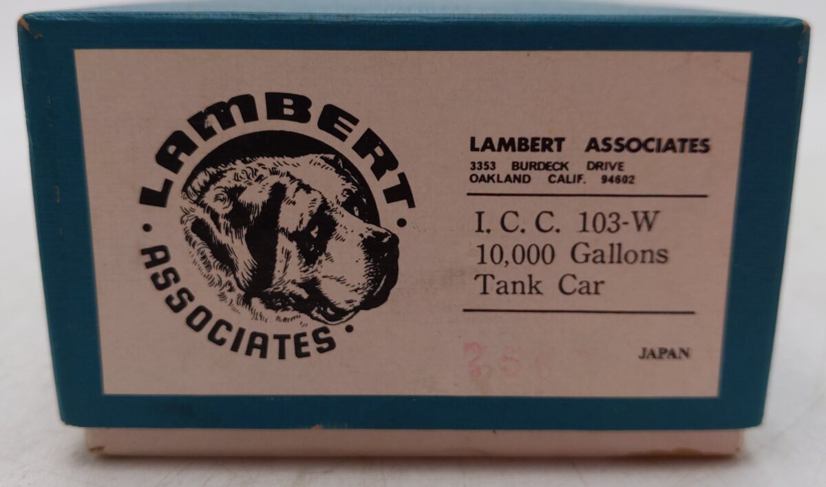 Lambert 7560 BRASS HO I.C.C. 103-W 10000 Gallon Tank Car - Custom/Box