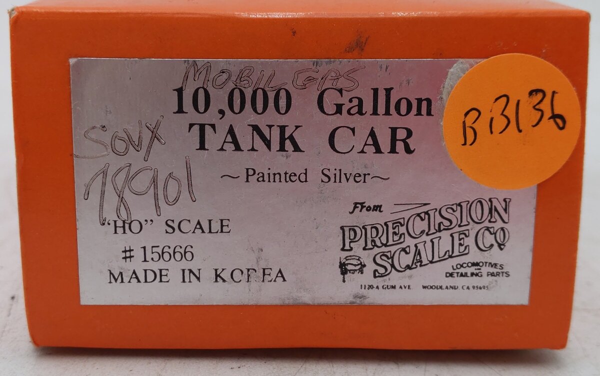 Precision Scale Company 15666 HO BRASS Mobilgas 10,000 Gallon Tank Car EX/Box