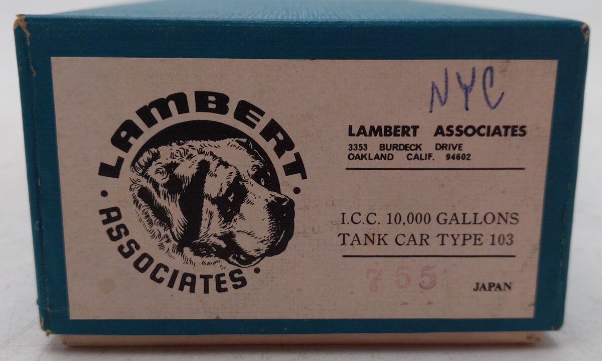 Lambert 7550 HO Scale 76 Union ICC 10,000 Gallon Type 103 Tank Car #10299 VG/Box