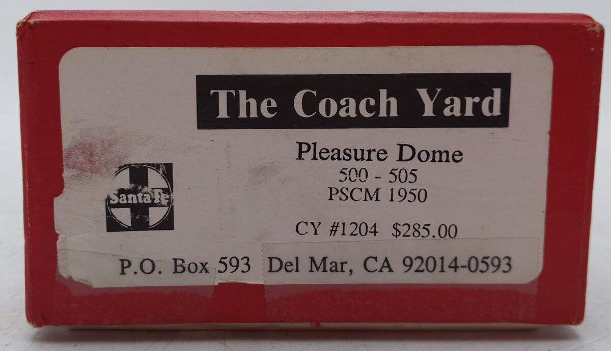 The Coach Yard 1204 HO Scale BRASS Santa Fe Super Chief Pleasure Dome Car #503 EX/Box