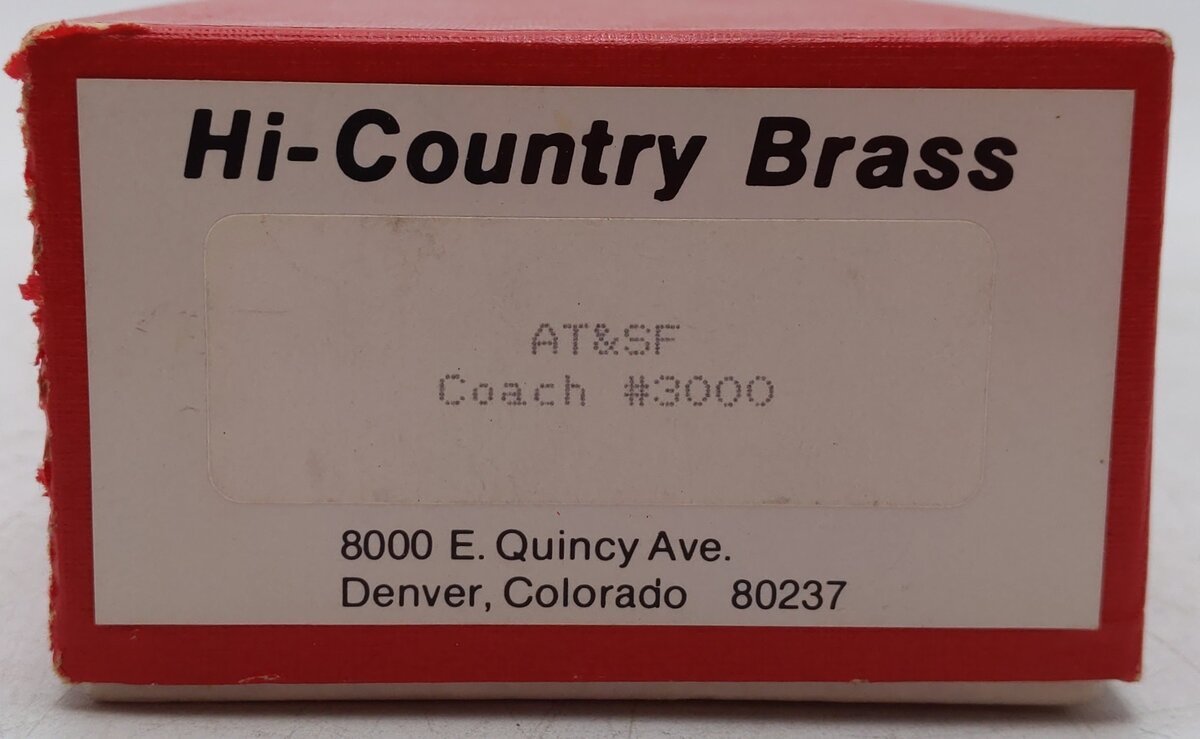 HI Country 3000 Brass HO Scale Custom Painted Santa Fe Coach #3345/Box