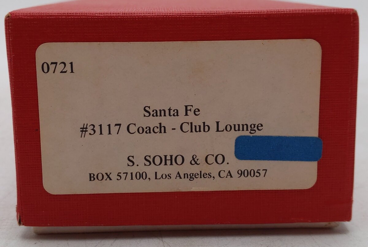 Soho 0721 HO Scale Brass Santa Fe Club Lounge Coach #3117 EX/Box