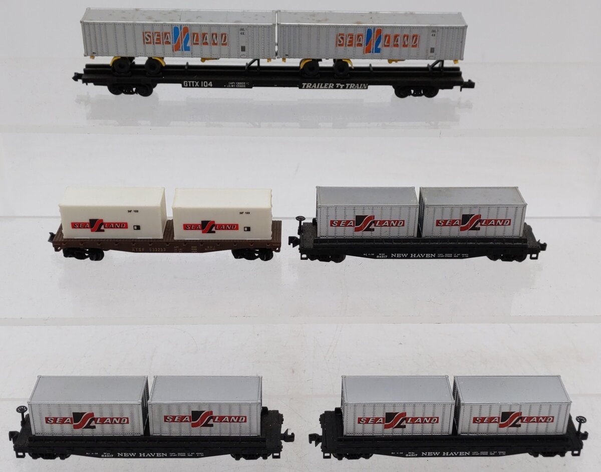 Arnold Rapido N Scale Assorted Sea Land Flat Cars [5] VG
