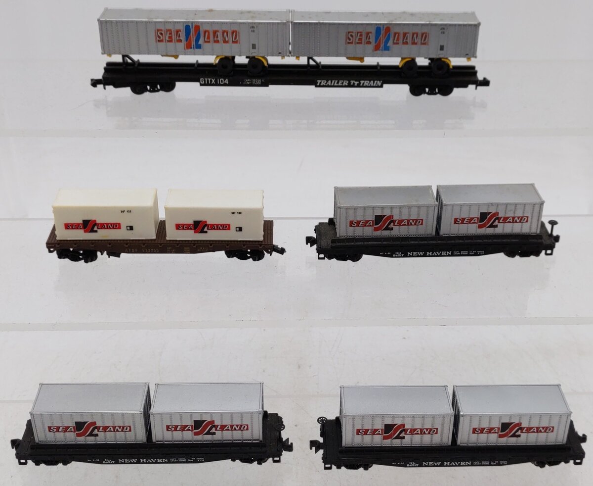 Arnold Rapido N Scale Assorted Sea Land Flat Cars [5] VG