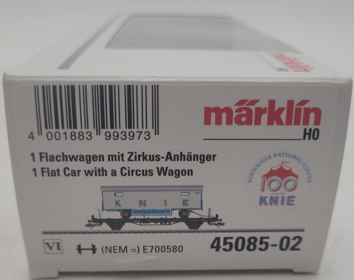 Marklin 45085-02 HO Scale Flatcar W/ Circus Wagon LN/Box