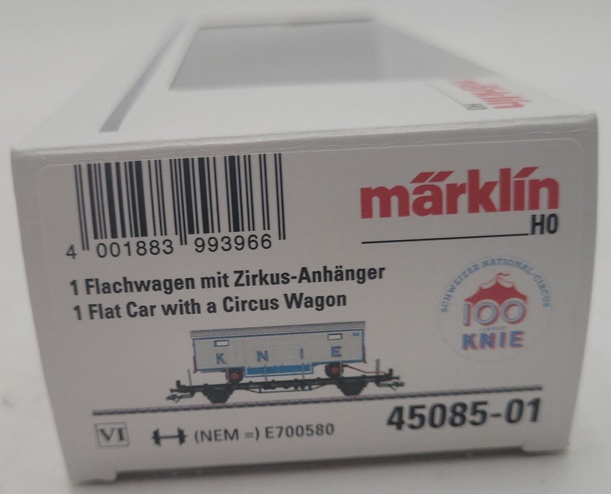 Marklin 45085-01 HO Scale Flatcar W/ Circus Wagon LN/Box