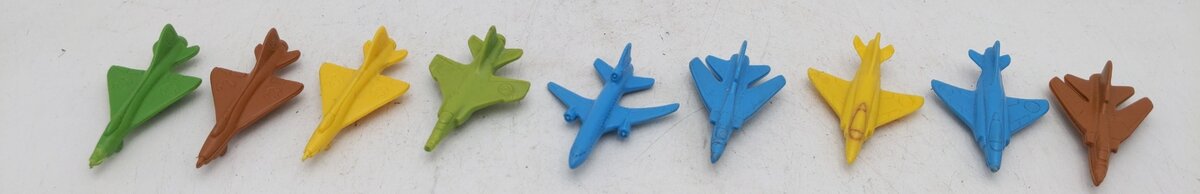 Matchbox Lesney Assorted Rubber Airplane Erasers [9] VG