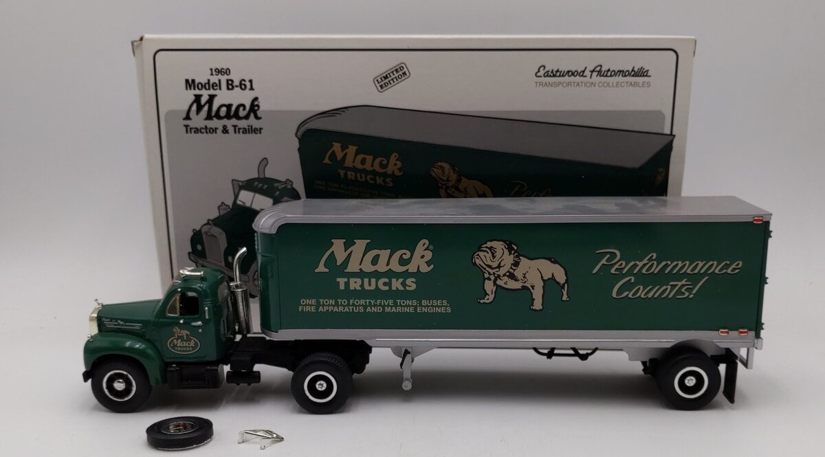 First Gear 1:34 Scale Diecast 1960 Model B-61 Mack Tractor & Trailer VG/Box
