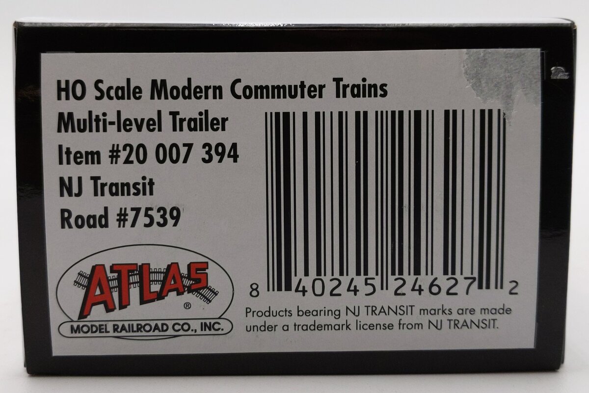 Atlas 20007394 HO NJ Transit Master Multi-Level Trailer #7539 LN/Box