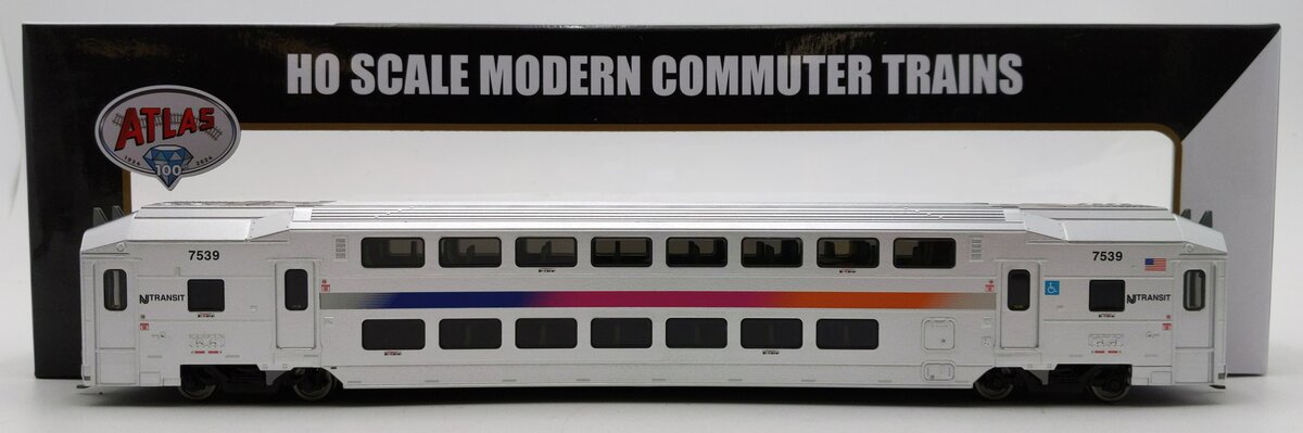 Atlas 20007393 HO Scale NJ Transit Multi Level Commuter Trailer #7517 NIB