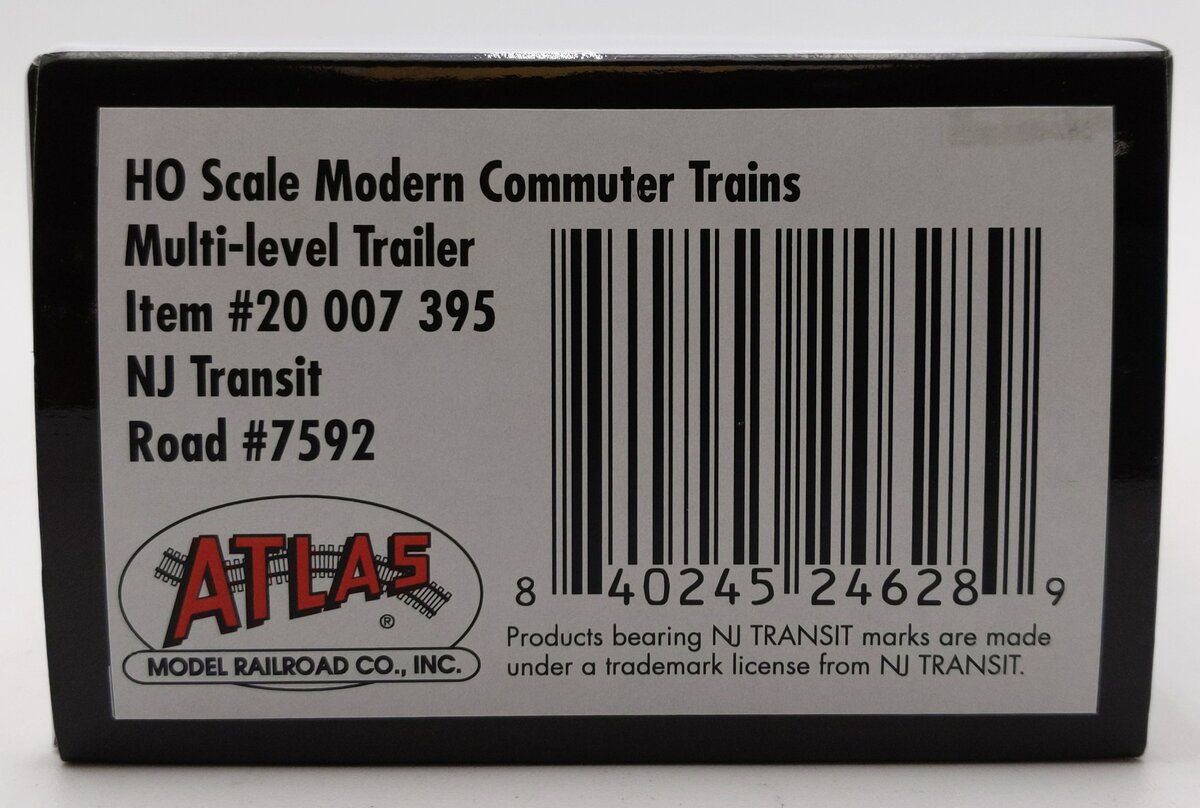 Atlas 20007395 HO Scale NJ Transit Master Multi-Level Trailer #7592 NIB