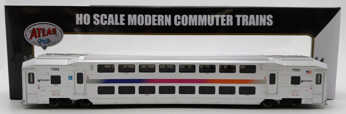 Atlas 20007395 HO Scale NJ Transit Master Multi-Level Trailer #7592 NIB