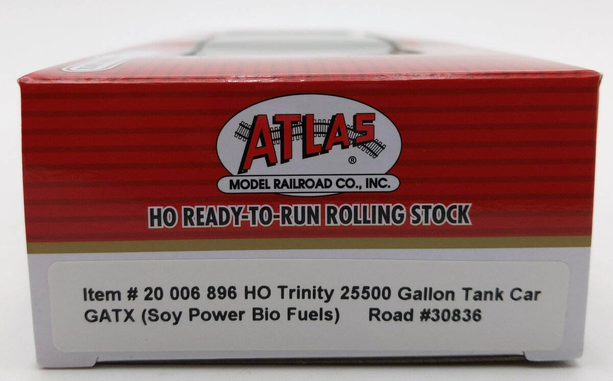 Atlas 20006896 HO GATX Soy Power Bio Fuels Trinity 25,500 Gal Tank Car #30836 NIB