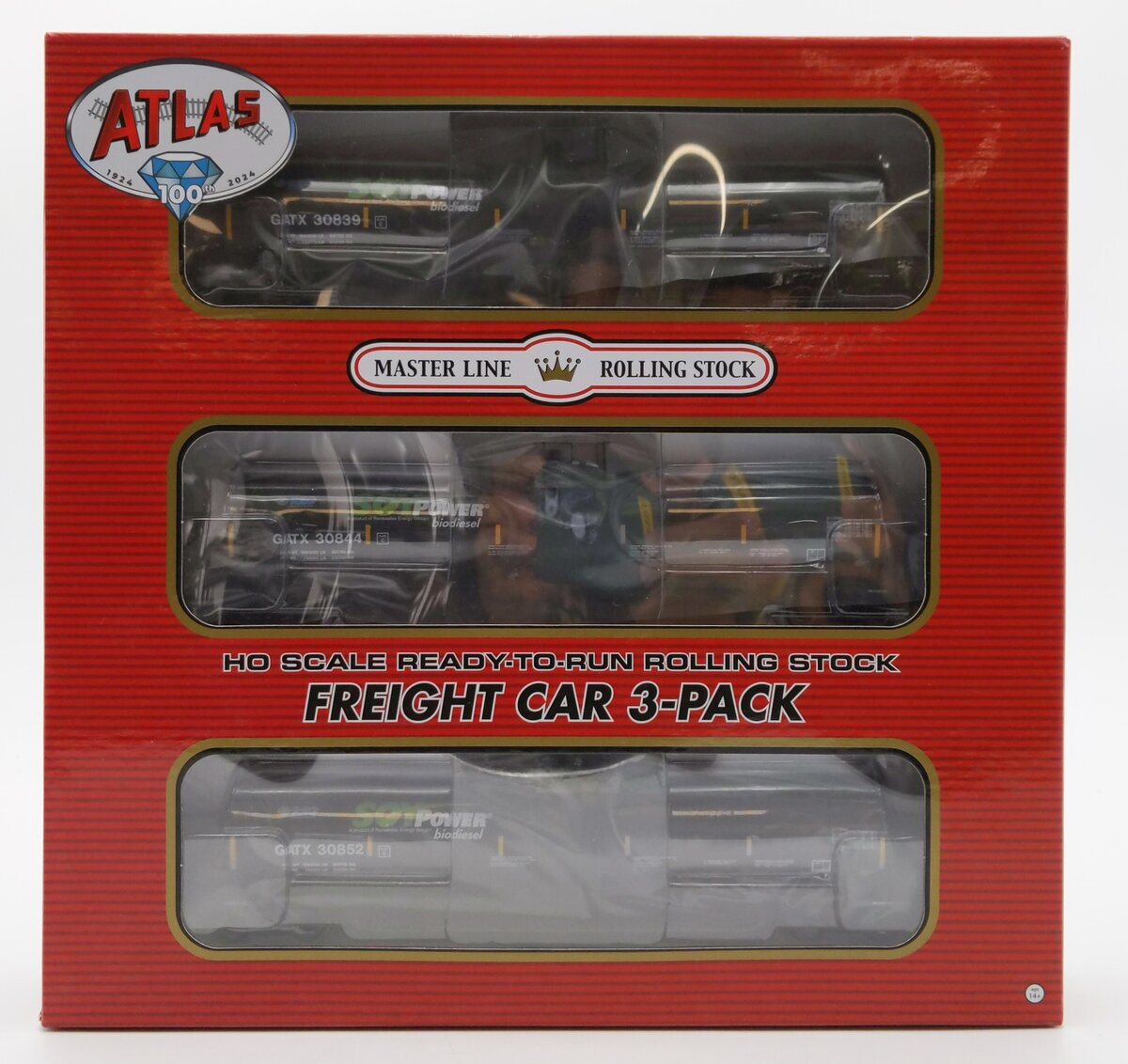 Atlas 20006897 HO GATX Soy Power Bio Fuels Trinity 25,500 Gal Tank Cars