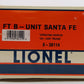 Lionel 6-38114 O Gauge Santa Fe FT Non-Powered B Diesel Locomotive EX/Box
